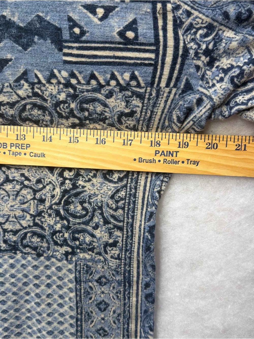 LRL Ralph Lauren Jeans Co Henley Shirt Womens L Indigo Blue Paisley Patchwork - Picture 6 of 7